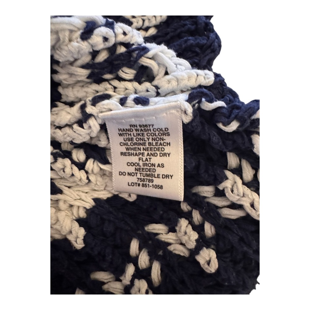 Liz Claiborne Nautical Striped open-knit Cardigan Navy White Womens Large - Picture 6 of 7